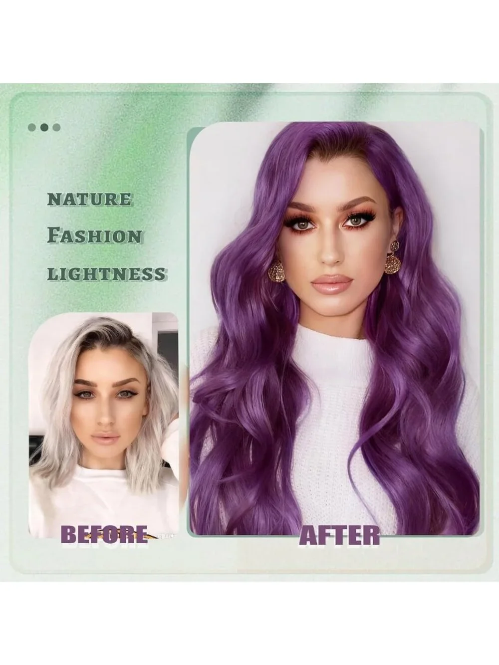 Women's Purple 26 Inch Natural Synthetic Modern Long Curly Wavy Fiber Wigs